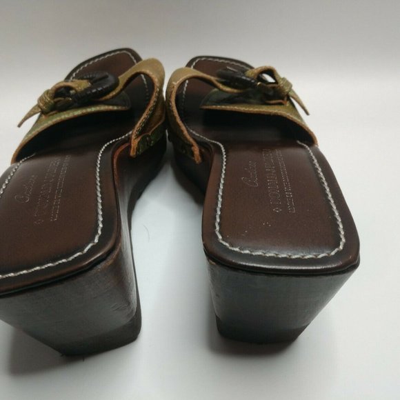 DONALD J PLINER Wedge Olive Green Slides Sandals 7 - Picture 5 of 12